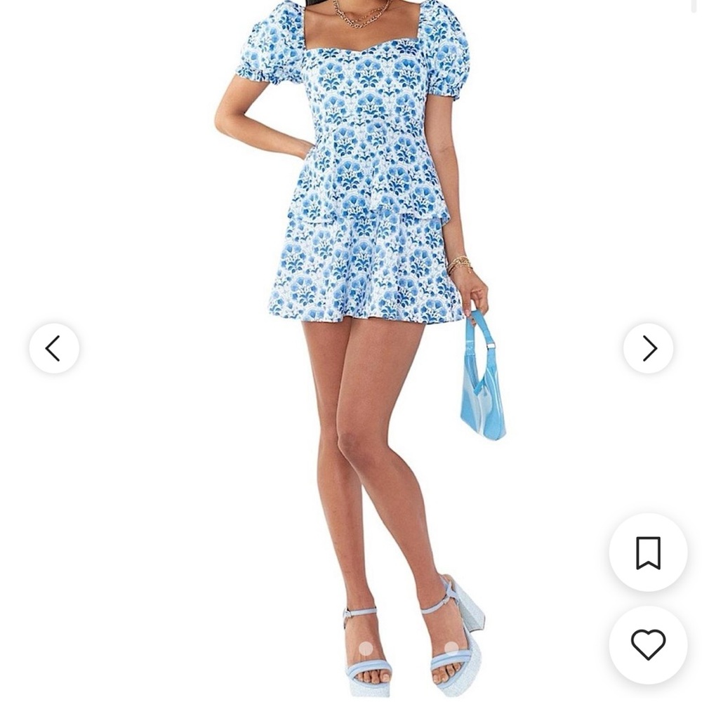 Show Me Your MuMu Blue and White Floral Dress
